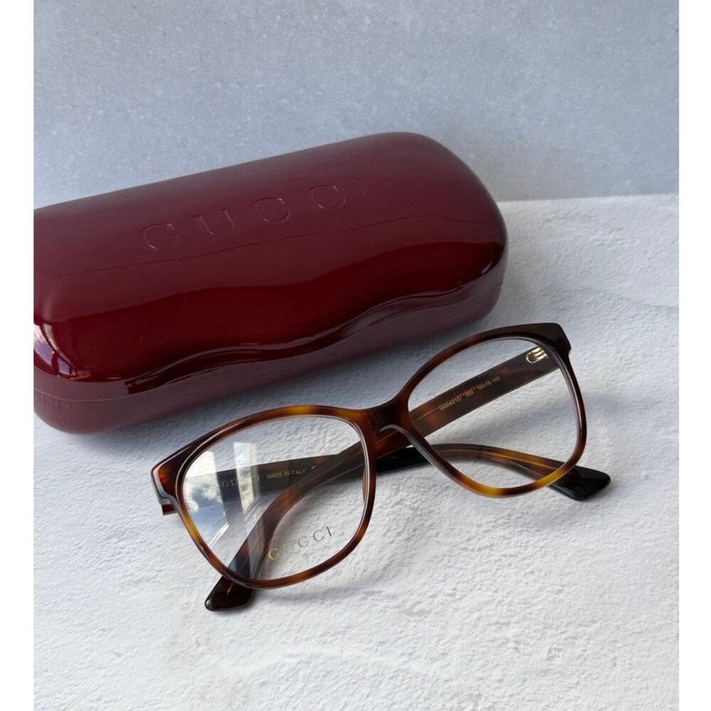 NEW Gucci GG0421O Cat Eye Eyeglasses Frames in Havana Brown - Picture 2 of 6